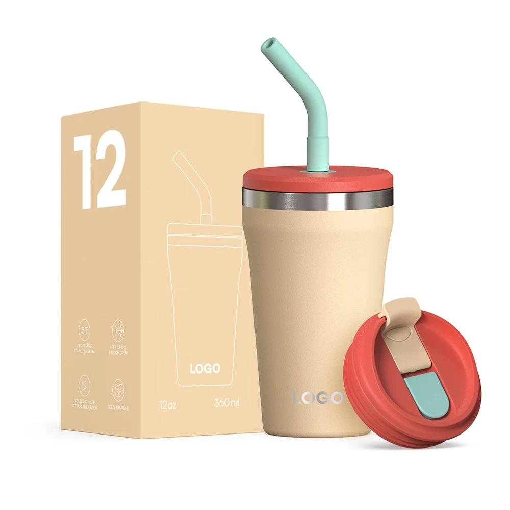 Christmas Gift Coffee Tumbler Vacuum Steel Mug for Hot Cold Drink Cup-holder Friendly 360ml Tumbler with Lid