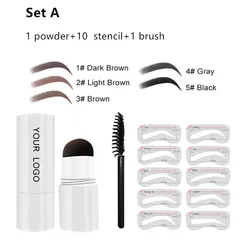 No logo One Step Brow Stamp Powder Reusable Eyebrow Stencils Shape Thicker Brows Eyebrow Stamp Stencil Kit white