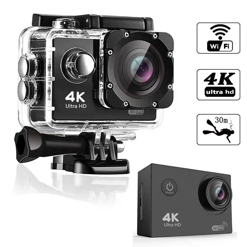 Underwater IP Wireless Camera HD 4K Wide Angle Lens Sport Camera Waterproof WiFi Action Camera
