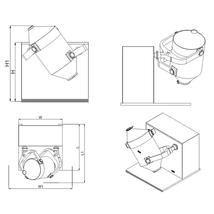 Pharmaceutical Chemical Food 3D rotating drum powder mixer