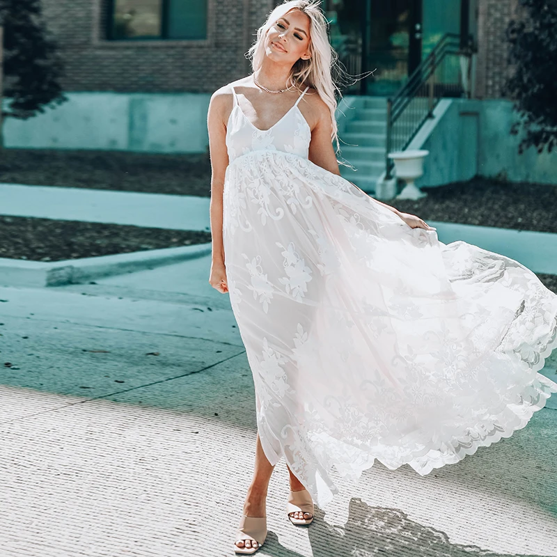 2022 Floral Crochet Lace Ruffled High Waist Ball Gown Modest Long Bridesmaid Bridal Dress Wedding Dresses