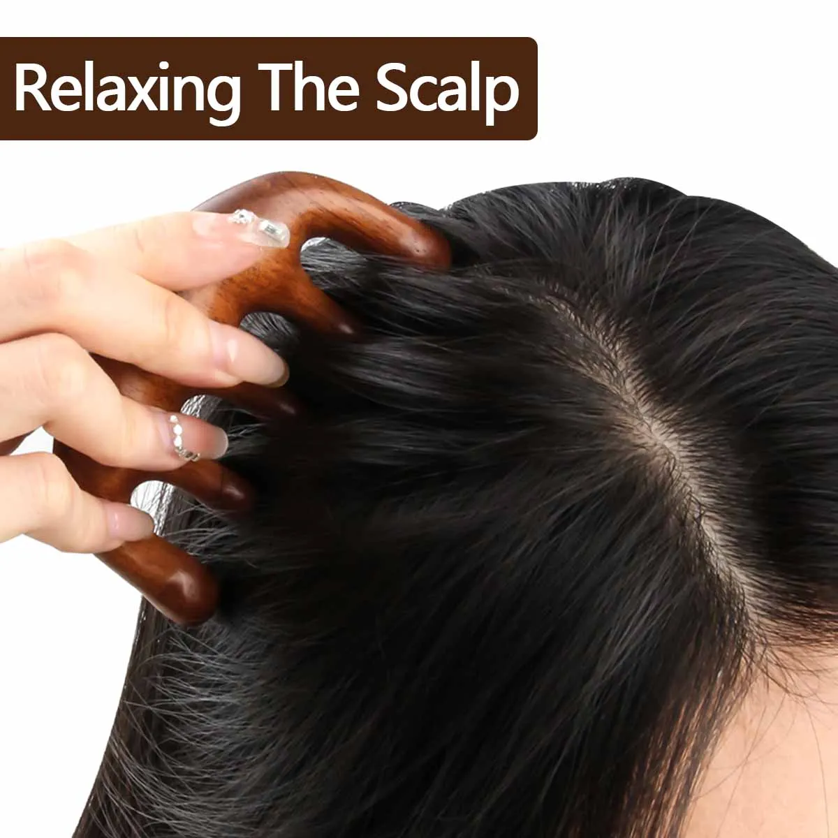 Hot Selling Item Sandal Wood Comb Five Teeth Round Head Massage Scalp Meridian Comb General Body Point Rosewood Massage