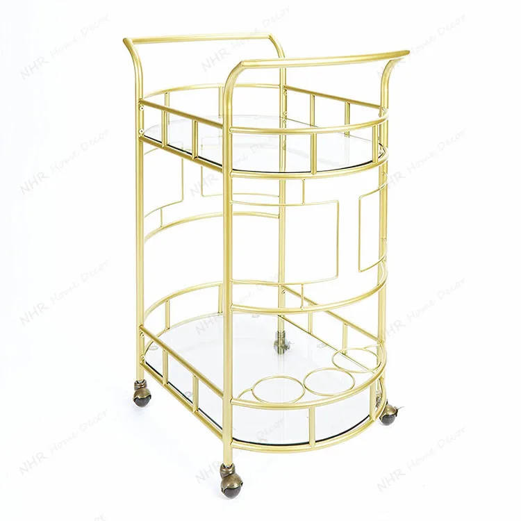 Stylish Appearance Lightweight Glass Bar Cart Trolley