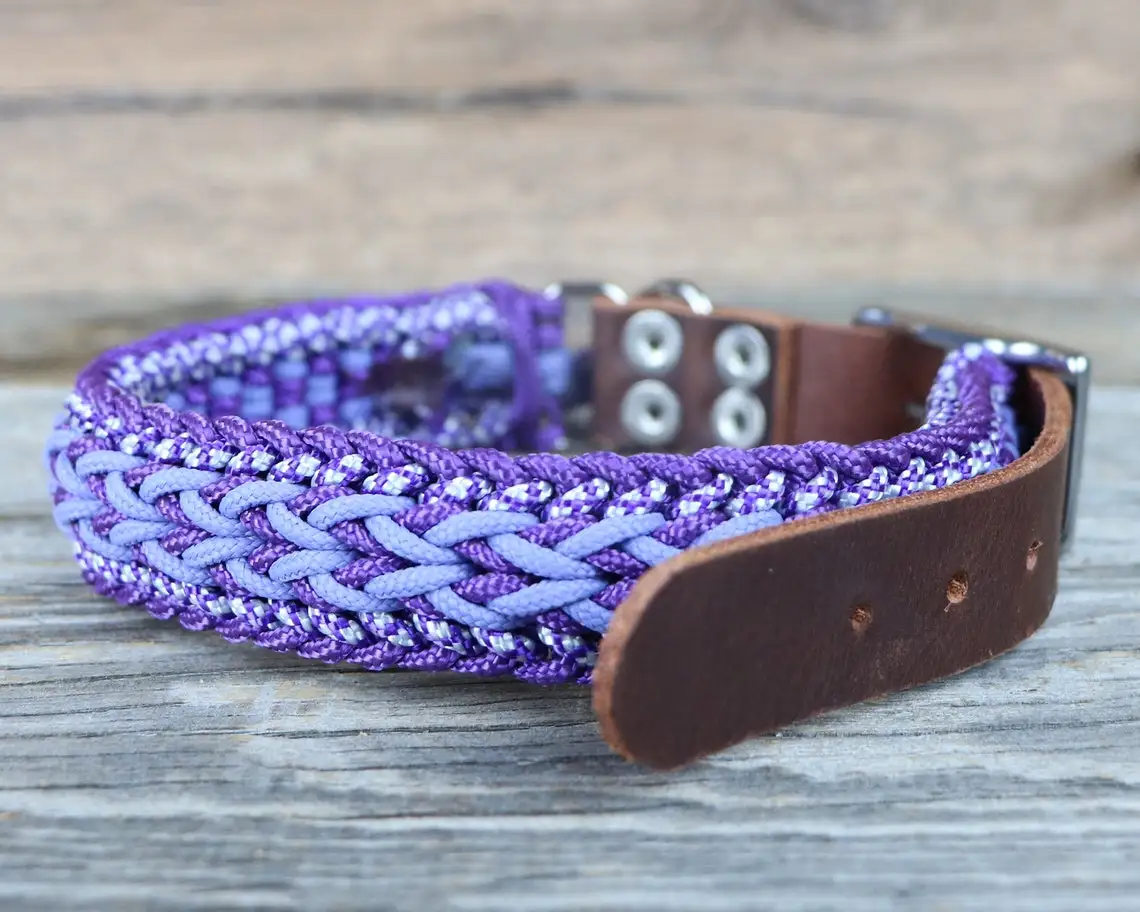 Custom Paracord Bracelet adjustable fashion  handmade  beautiful dog collar with High Quality  leather adapter