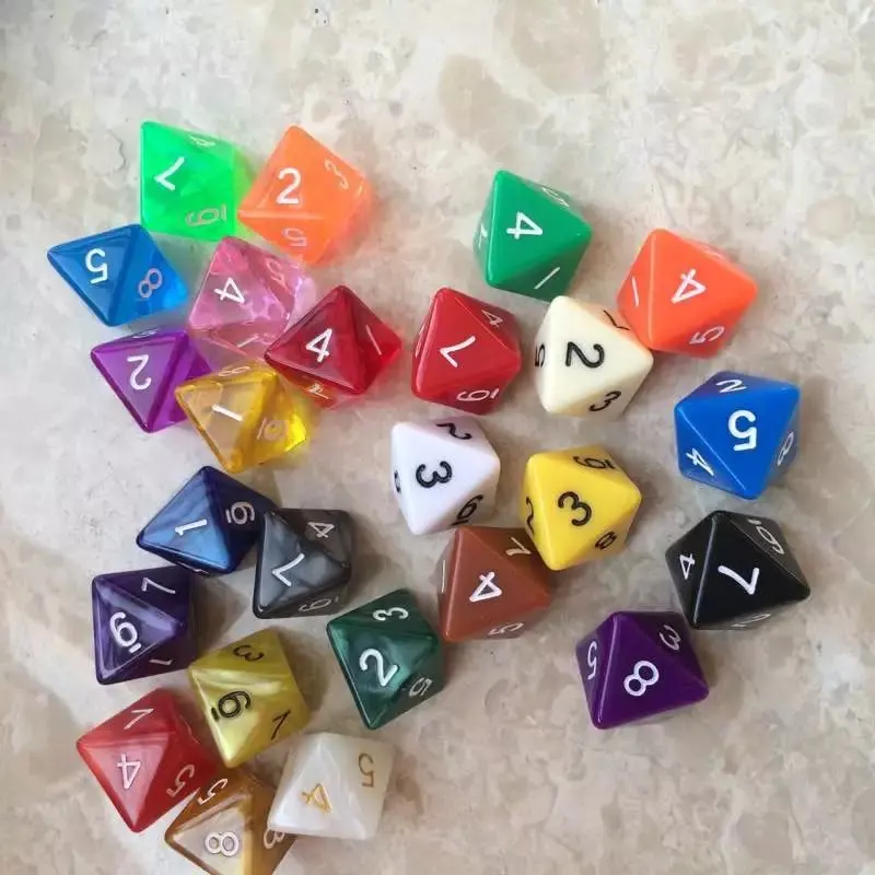 High quality acrylic 8 sided dice set board games children adult family dice polyhedral plastic dice