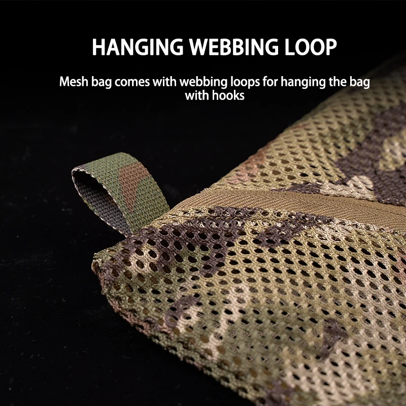 JinTeng Size 16*16 Inch Zipper Mesh Structure Outdoor Camping Travel Hanging Webbing Loop Sundries Bag Storage Mesh Bag