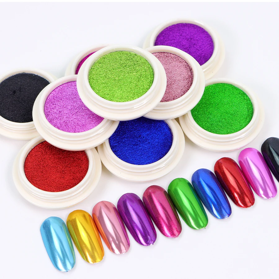 New Design Wholesale Mirror Effect Nail Powder Mermaid Neon Nail Dust Nail Art Pearl Pigment Chrome Magic Mirror Powder