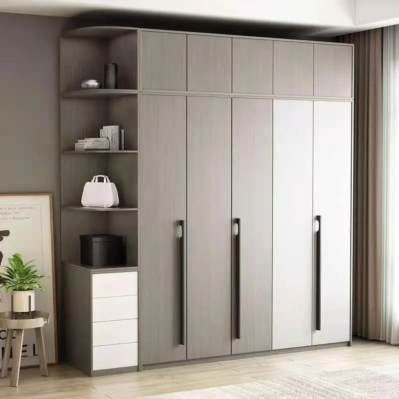 Free design Furniture high quality custom made 5 doors plywood wooden wardrobe storage cabinet closet modern bedroom wardrobes