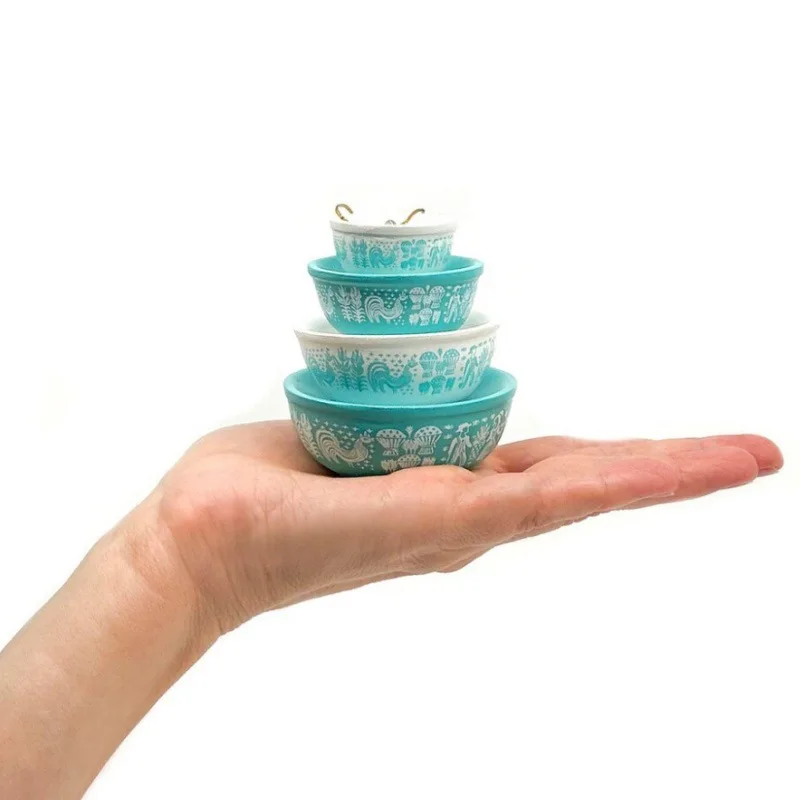 Stack Bowl Christmas Ornament Stacking Bowls Miniature Resin Bowl Stack Ornament Christmas Ornaments Xmas Tree Hanging Decor