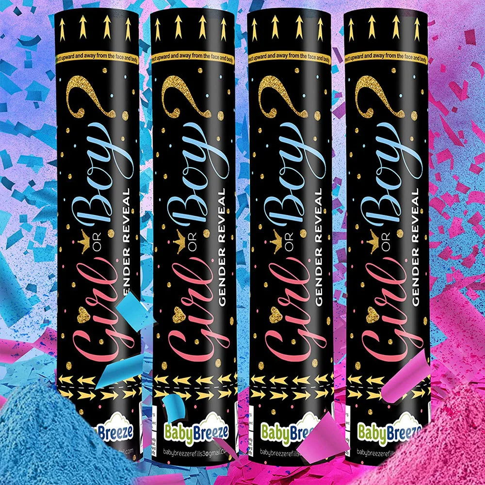 Gender reveal paper cannons confetti powder cannons Surprise party theme articles for gender reveal decorations