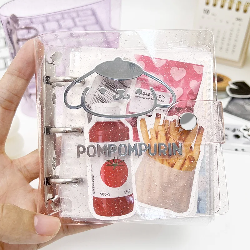 Cute Mini Binder Folder 3 Holes 3 Ring Transparent Photo Sleeves Card Collection Glitter Pvc Cover Album Loose Leaf Notebook