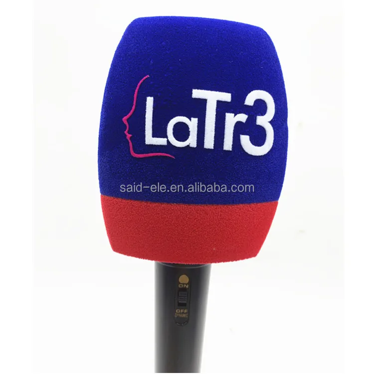 Europe FM radio studio channel mic sponge foam mic flags Windshield shapes cutflock finish printing
