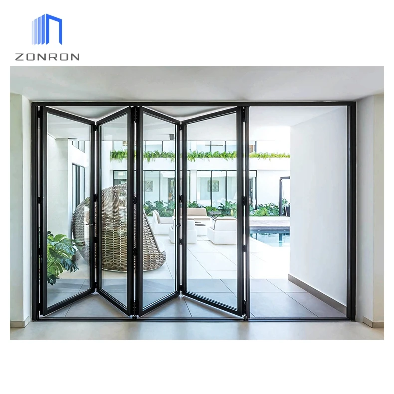 Zonron Florida Miami-Dade Approved New Design Exterior Accordion Aluminium Folding Door Patio Folding Glass Door