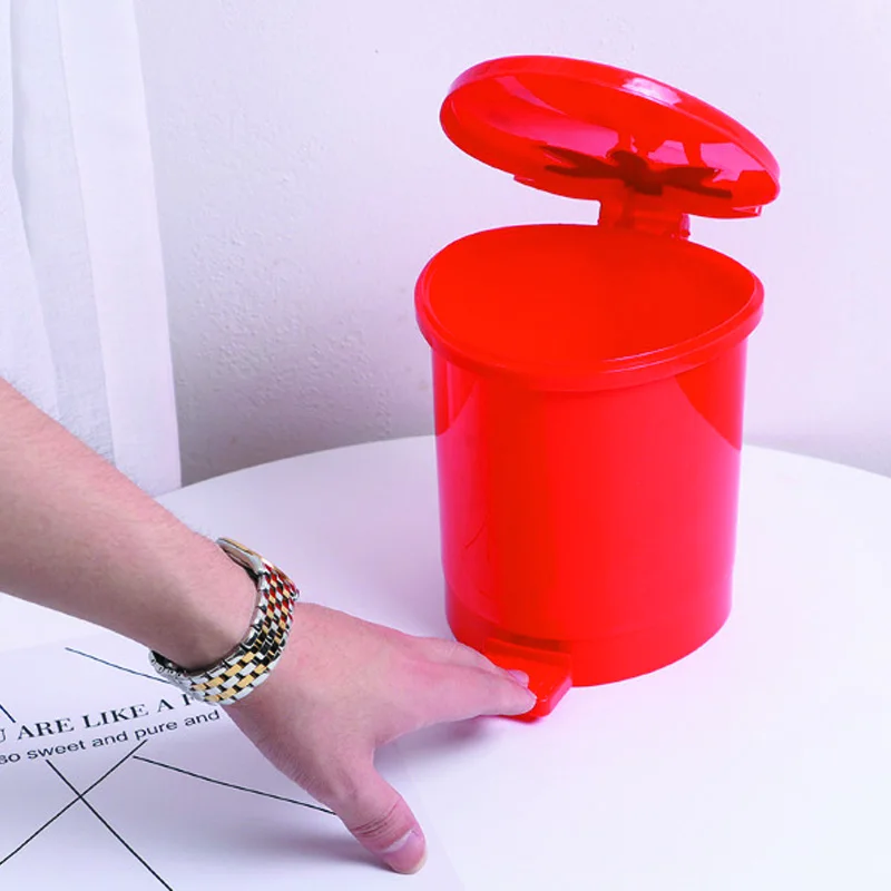 Pedal Garbage Bin Tabletop Mini Cute Fruit Shape Dustbin Desktop Trash Can Small Plastic Desktop Waste Bin