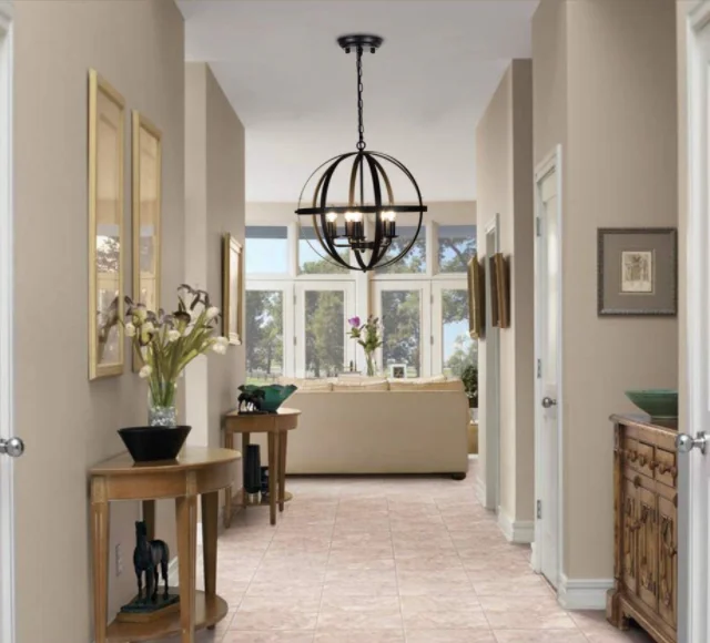 Industrial Pendant Lighting Fixture Flexible Chandelier Hanging Rustic 5 Light Flush Mount Ceiling Pendant Lamp