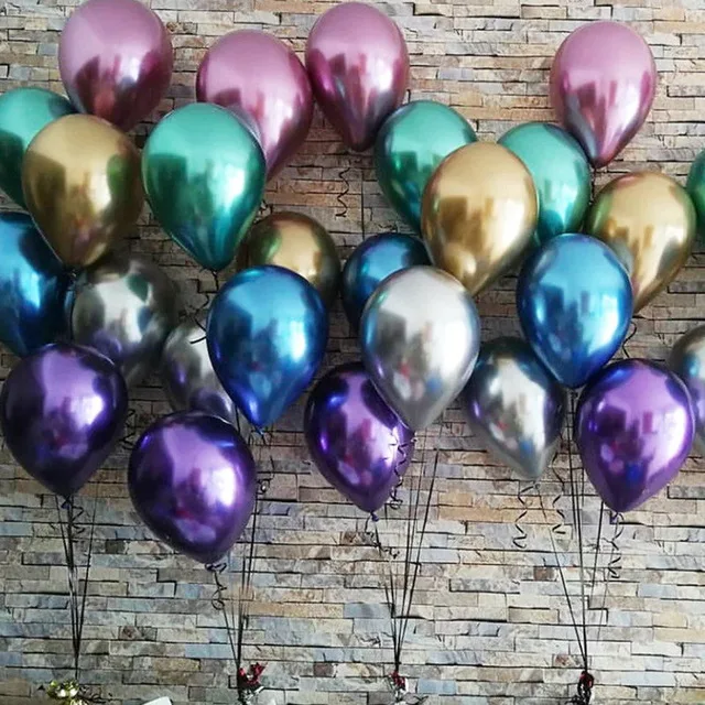 Wholesale 12inch Glossy Metal Pearl Latex Balloons Thick Chrome Metallic Colors helium Ballon Air Balls Globos