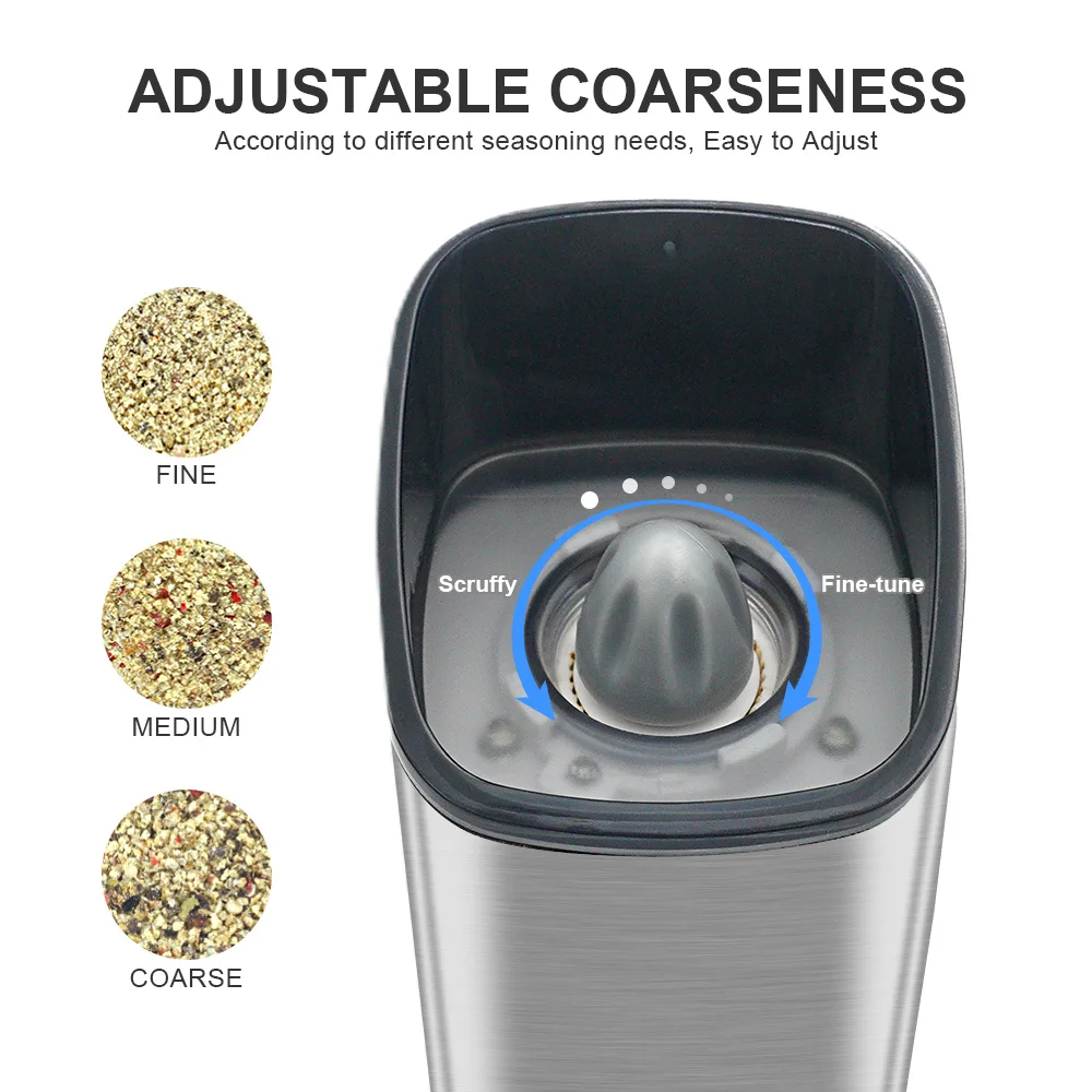 Electric Gravity Pepper Grinder set Grinder Stainless Steel Electric Automatic Salt and Pepper Mill set