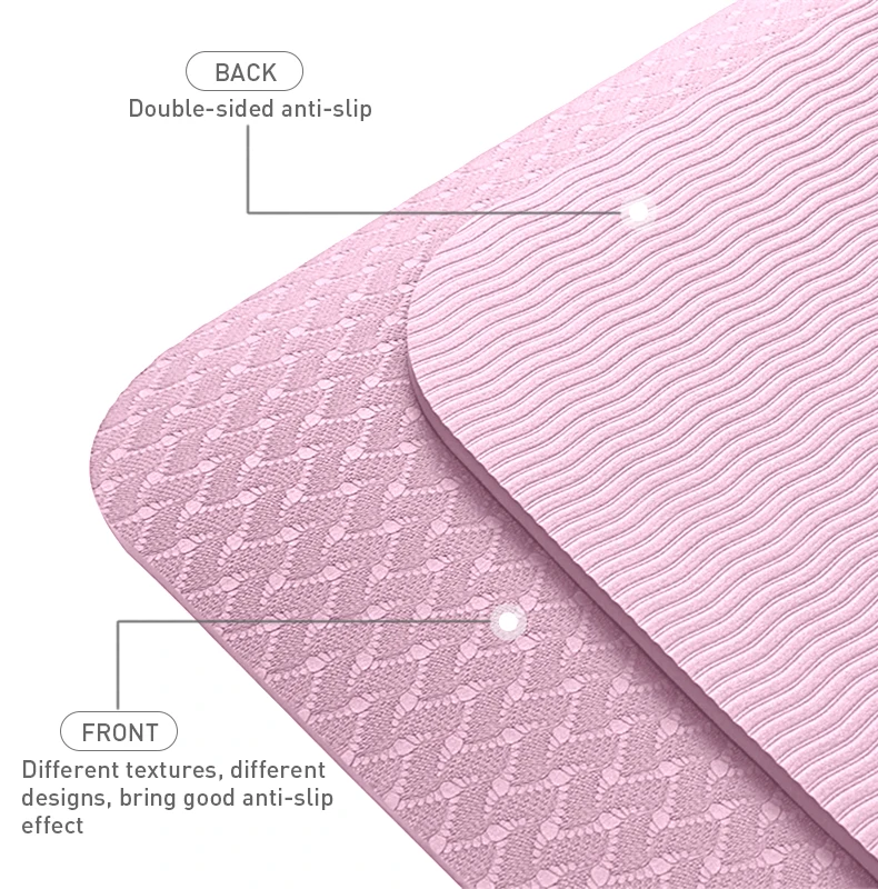 SHENGDE Custom Logo Eco Friendly Double Layer Waterproof Non-Slip Gymnastic Fitness Pilates Mat Printed Durable 6mm TPE Yoga Mat