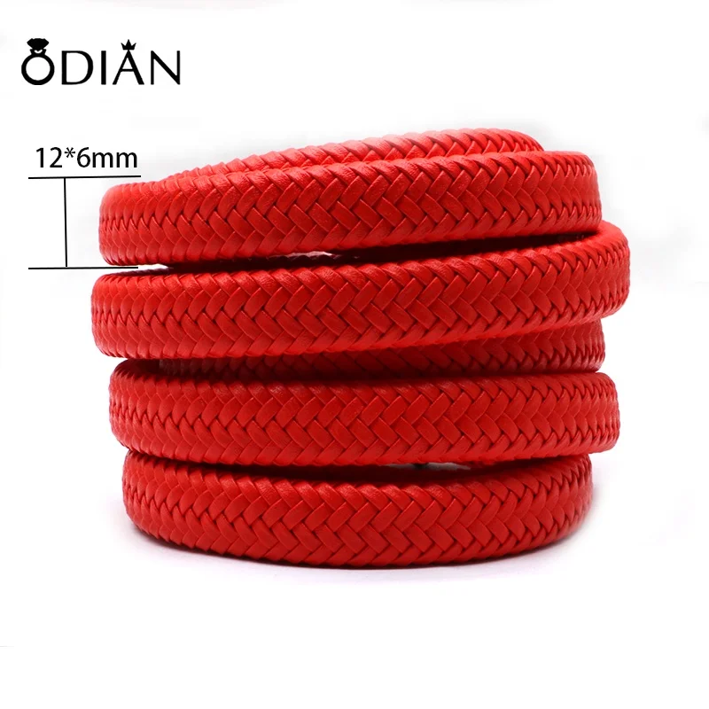 Fashion Jewelry Wide Braid Leather Rope Braid Leather Flat Cord for 12*6mm bracelets Making Rope for DIY