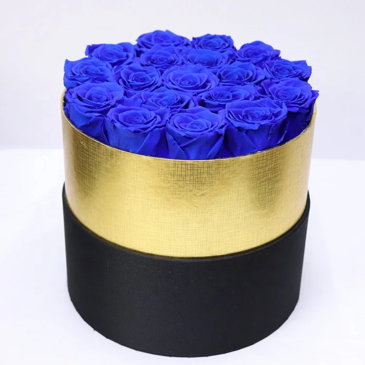 Wholesale A grade long lasting flower red preserved roses in round gift box