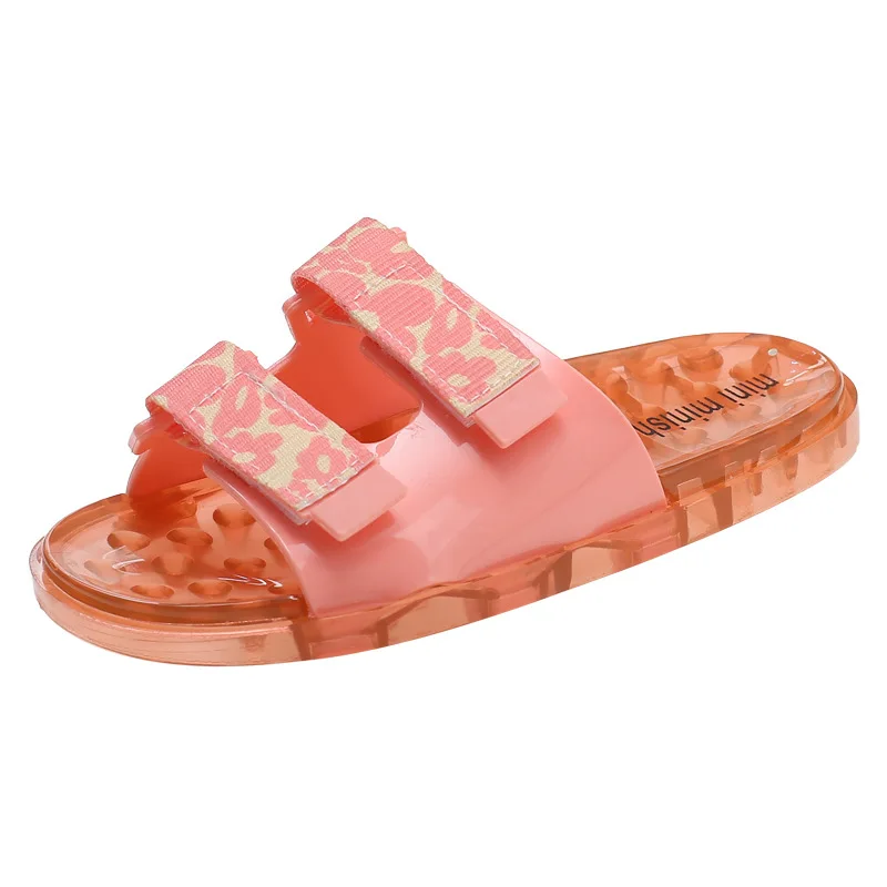 New Fashion Non Slip Children Kids Girls Summer Slide Sandals Cute Transparent Soft Slippers Shower Waterproof Beach Outdoor