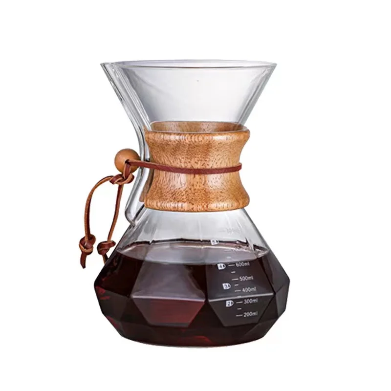 Hot Sale Hand-Brewed Coffee Kettle Set Household Glass Drip Utensils Stainless Steel Strainer Filter Sharing Pot with Cup