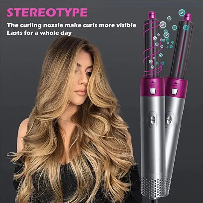 5 In 1 Hot Air Comb Brush Detachable Dry and Wet Hair Straightener Automatic Hair Suction Curler Styler Hair Dryer