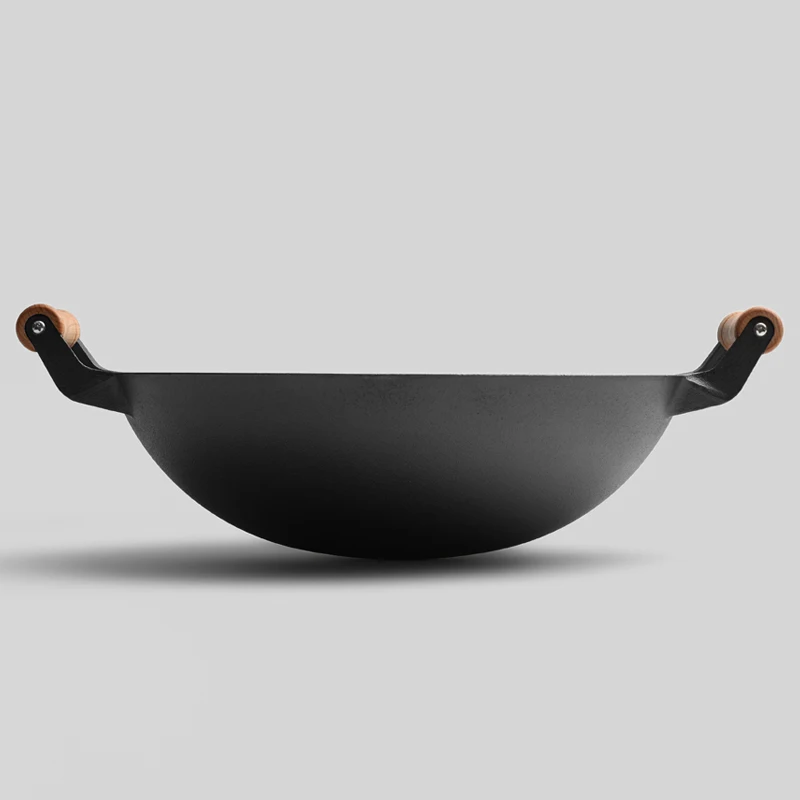 Round Popular Smokeless Type Cast Iron Wok Double Handle Pan Outdoor Cooking Pot Cast Iron Big Wok With Two Ears