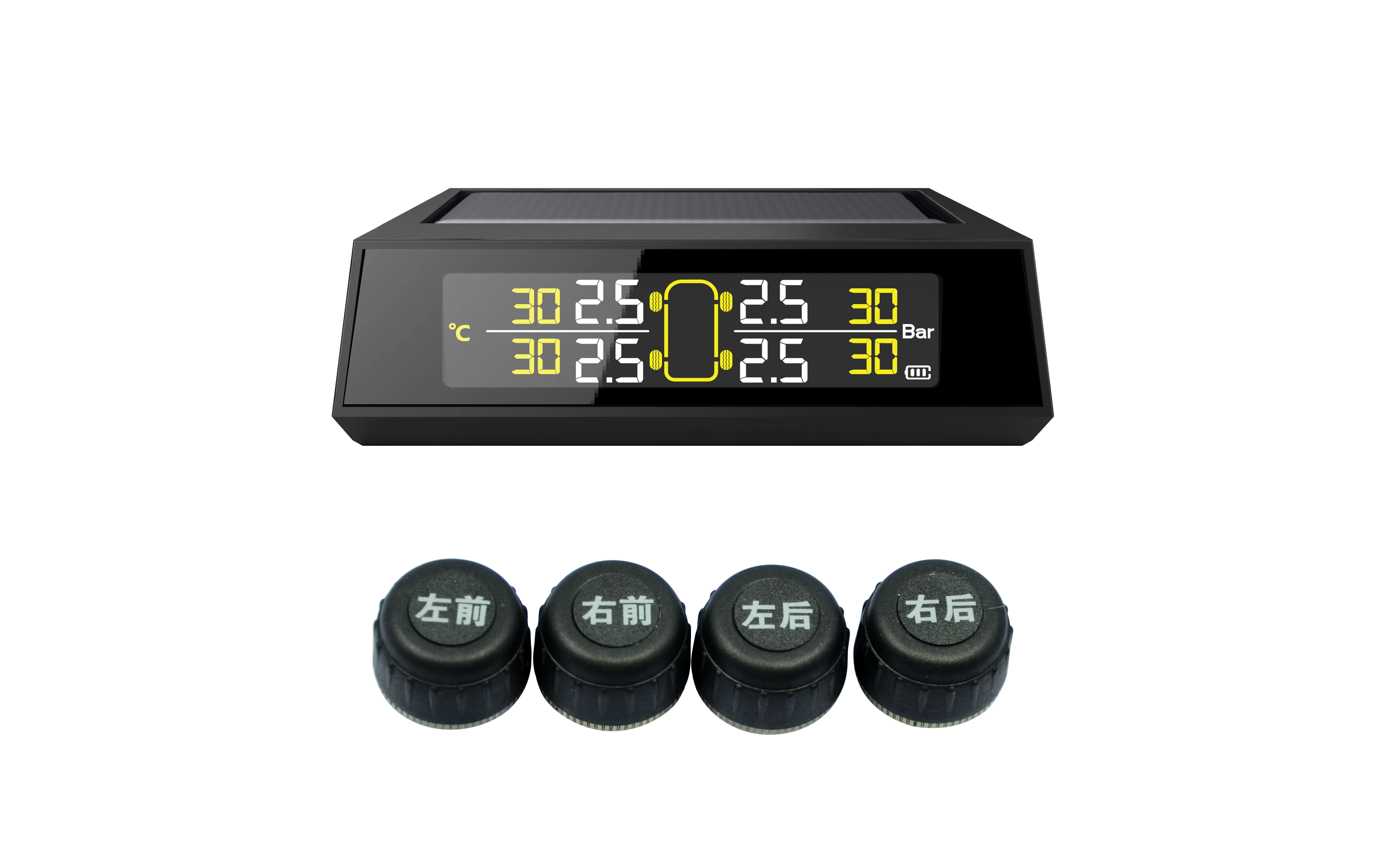 Solar TPMS for cars  Internal and external Tire Pressure Monitoring System and temperature in real time