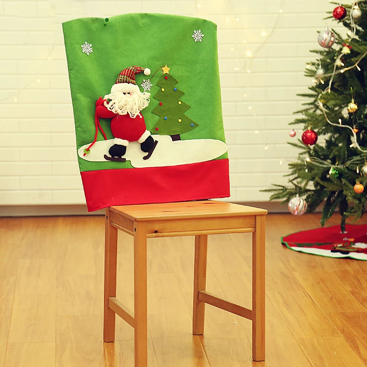 Red Hat Dining Chair Slipcovers Christmas Chair Back Covers Kitchen Chair Covers for Christmas Holiday Festival Decoration