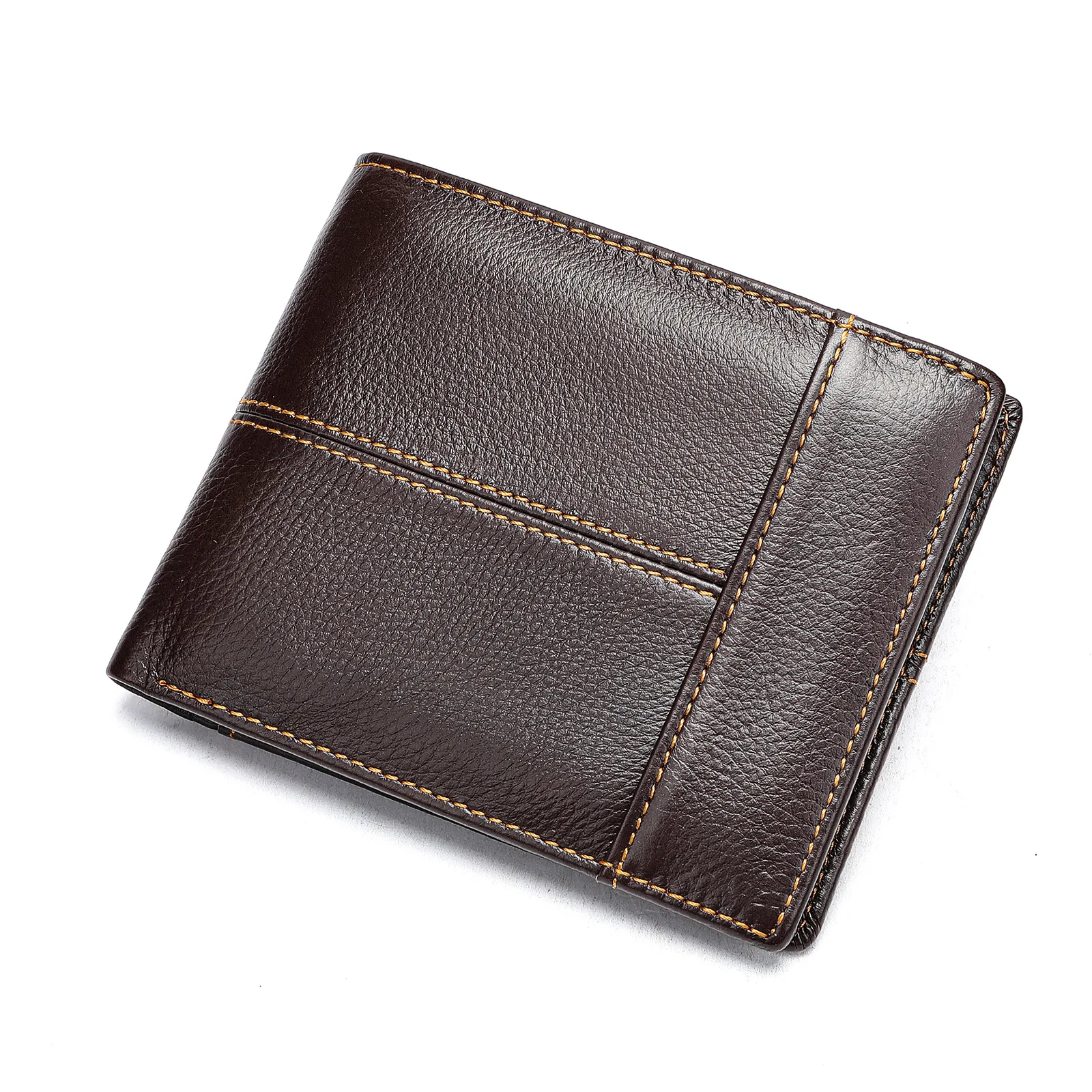 men genuine Leather wallet Luxury Brown Slim men Long Zipper Phone wallet Multifunctional rfid wallets For men