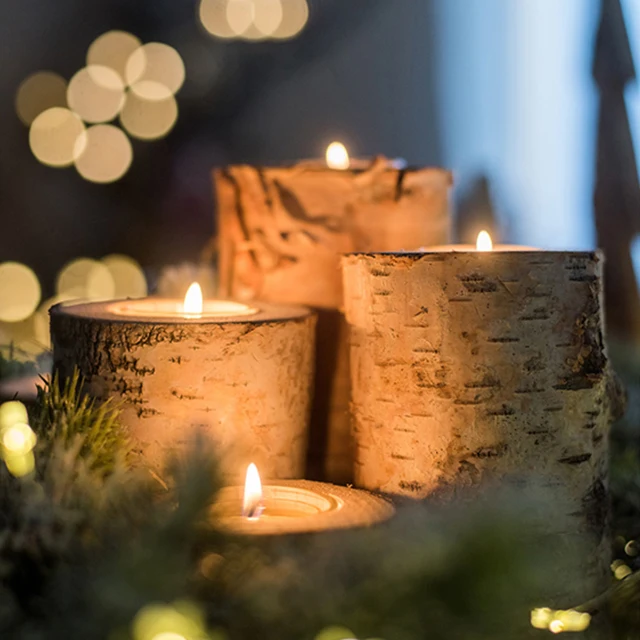 Vietnam Wholesale Natural Candle Stand Holders Tea Light Decorating Pillar Wooden Candle Holders