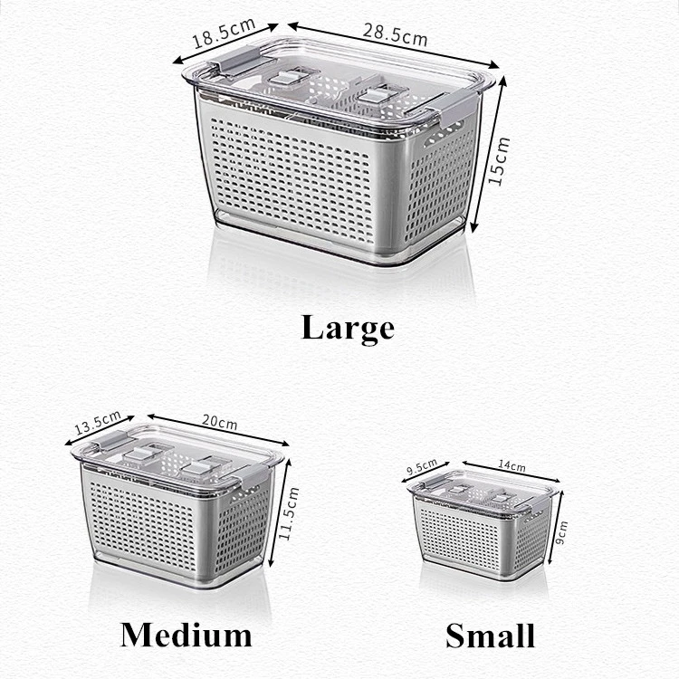 Multifunctional Plastic Kitchen Vegetable Basket Storage Organizer Stackable Refrigerator Baskets with Lids