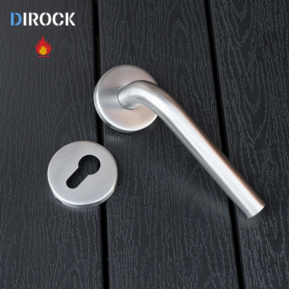 High Grade Satin Hollow Stainless Steel Solid Fire Resistant Timber Door Lever Handles for Fire Door