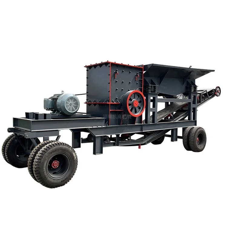 Movable motor stone box crusher Belt conveyor square box crusher quarrying mechanism sand machine