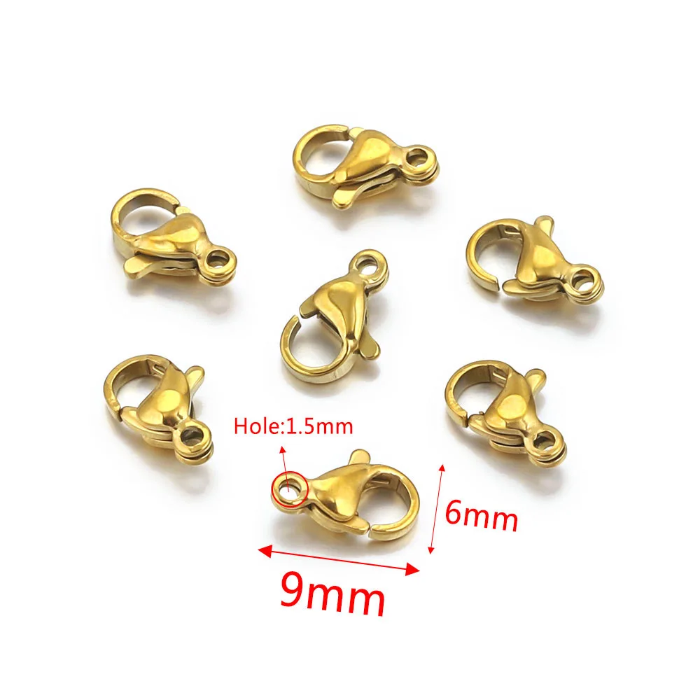 Manna 9/10/11/12/15mm Gold Plated Stainless Steel Lobster Clasp Connectors Clasp For Necklace Chains DIY Jewelry Making
