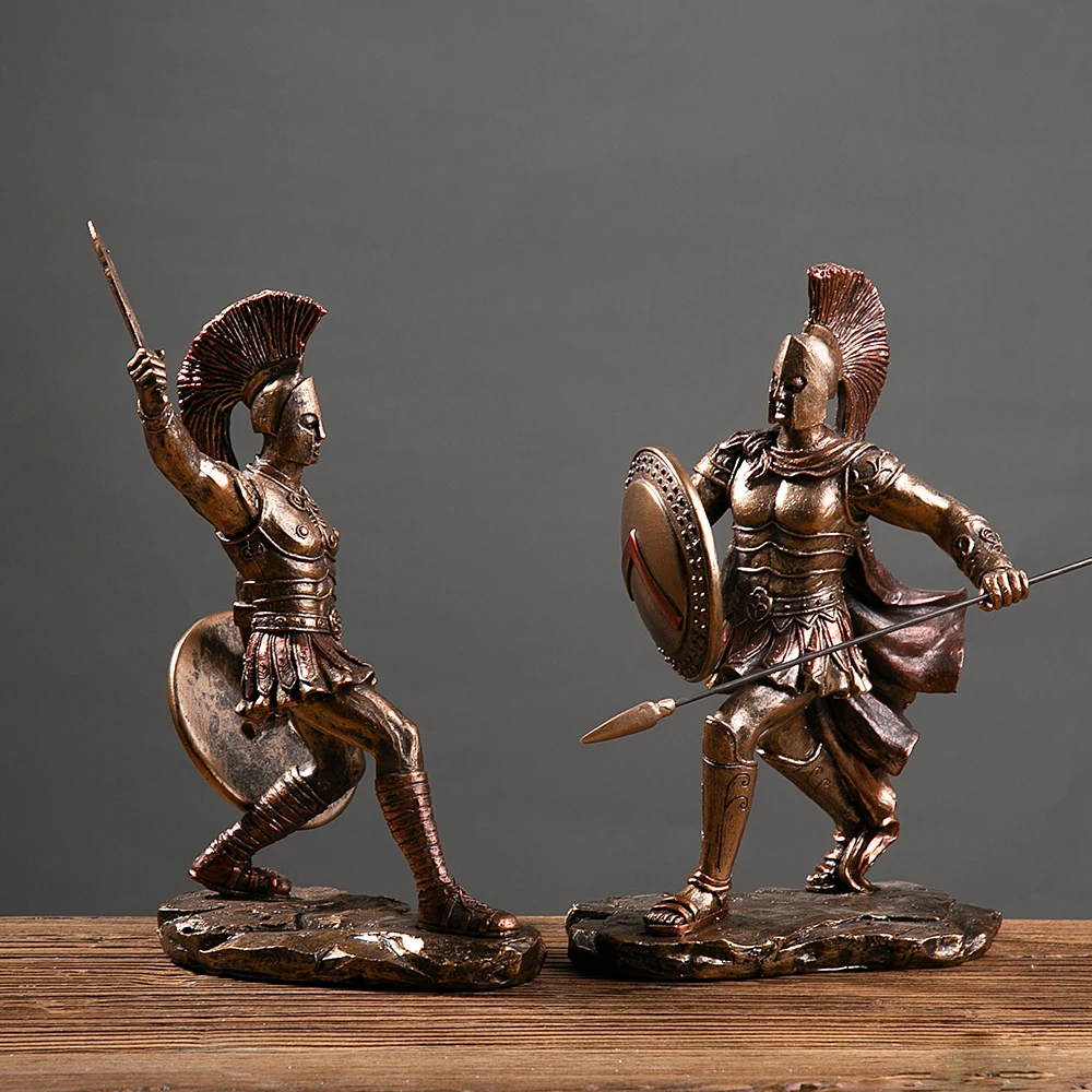 Armor Warrior Resin Figure Statue Medieval Knight Resin Sculpture Statue human statue sculpture  Warrior With Axe Shield  Armor