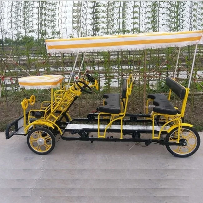 wholesale hot sale road tandem bike/4 wheel seater surrey bike tandem bicycle tourist/sightseeing 3 person tandem bike for sale