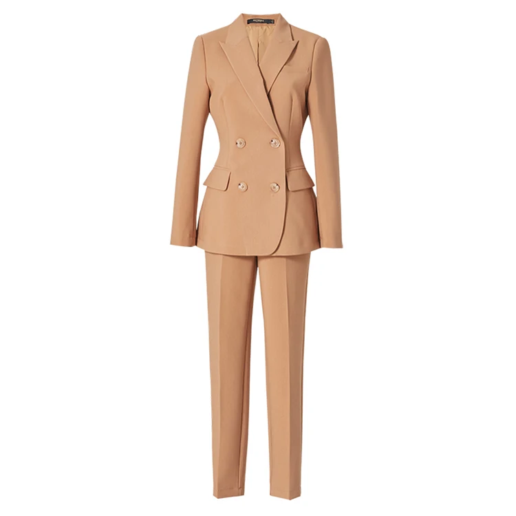 
Casual Female Tuxedo Blazer Commuting Jacket Straight Trousers OL Lady Office Wear For Women Two Piece Pants Custom Suits 
