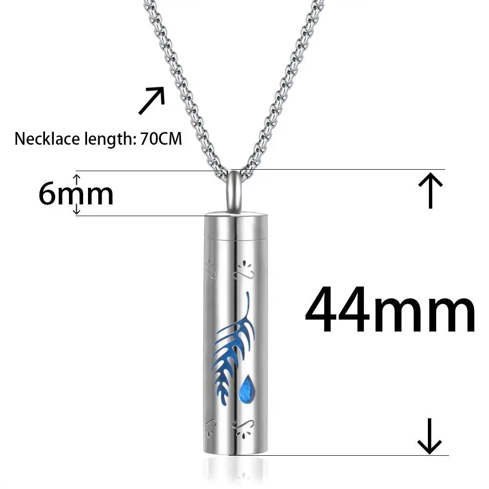 Perfume Necklace Cylindrical Stainless Steel Diffuser Essential Oil Pendant Vintage Hollow Out Locket Perfume Bottle Necklace