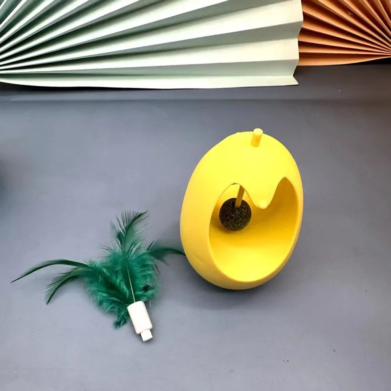 Funny Toy Indoor with Feathers Exercise Plaything Catnip Toys for Cats Tumbler Cat Toy with Edible Catnip Balls Interactive