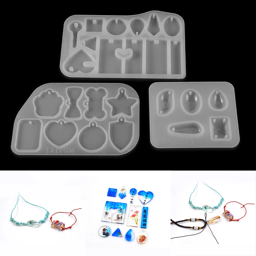 
3 Styles Tag Silicone Mold Star Heart Round Bow Bone Rectangle Paw Charm Mold Resin Pendant Making Pet Tags Silicone Mold 