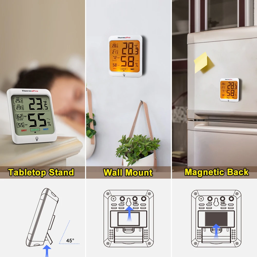  Цифровая одобренная CE компактная Метеостанция ThermoPro TP53 с емкостным датчиком