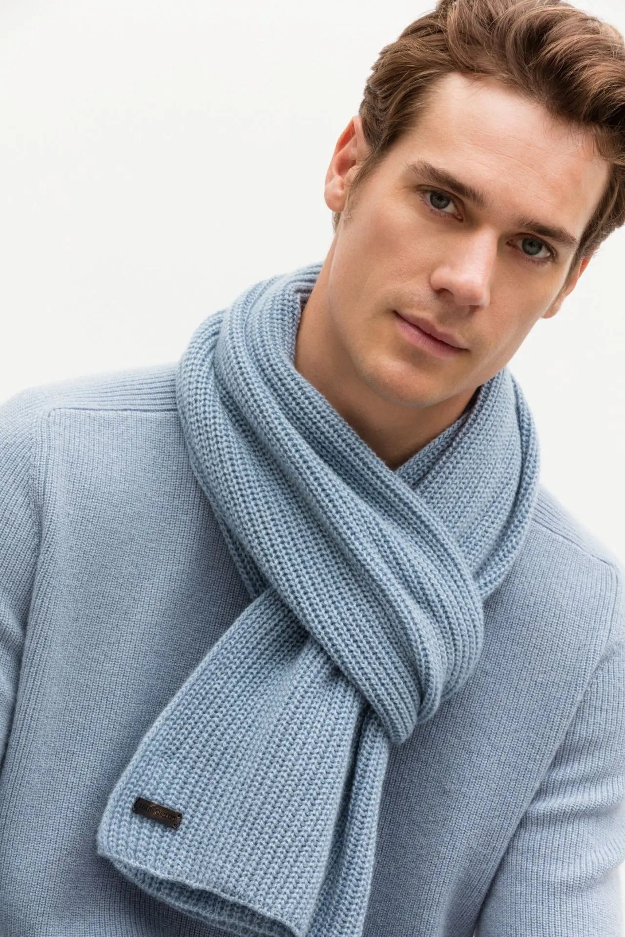 Custom support rib knit autumn pure cashmere men scarf