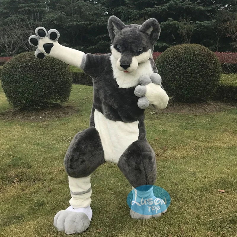 Long Furry Wolf Fursuit Mascot Costume Adult Character Suit Anime Costumes