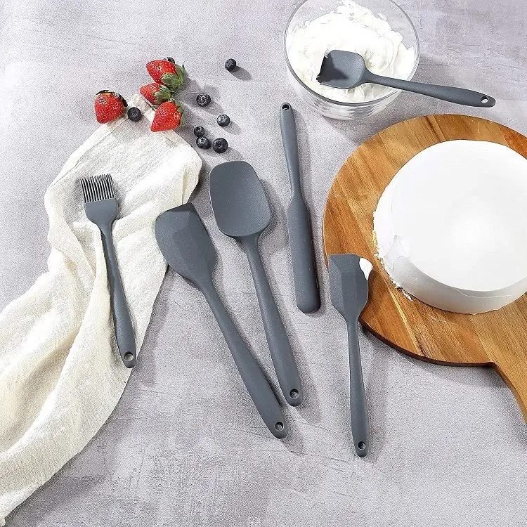 Silicone Spatula Set - 6 pcs Heat Resistant Rubber Spatula for Non-Stick Cookware with Stainless Steel Core