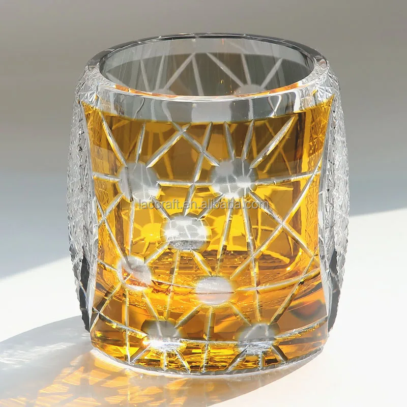 Japanese Edo Kiriko Style Whiskey Glass Cup Circular Design Shot Glasses for Beer Whiskey & Brandy 270ml