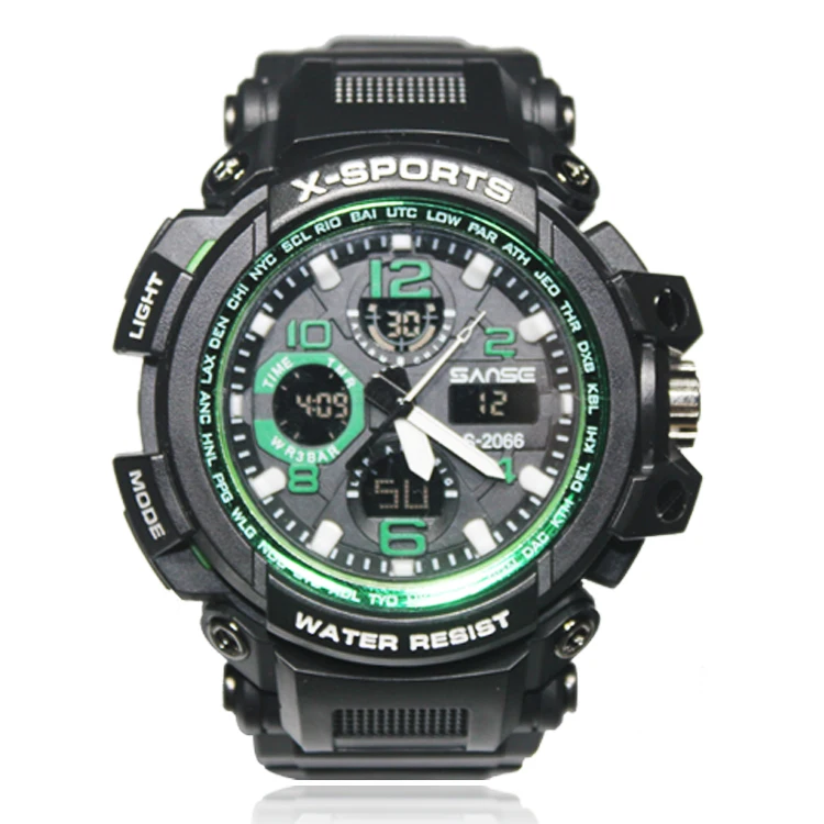 Sanse S-2066 модные наручные часы для мужчин брендовые цифровые спортивные водонепроницаемые часы