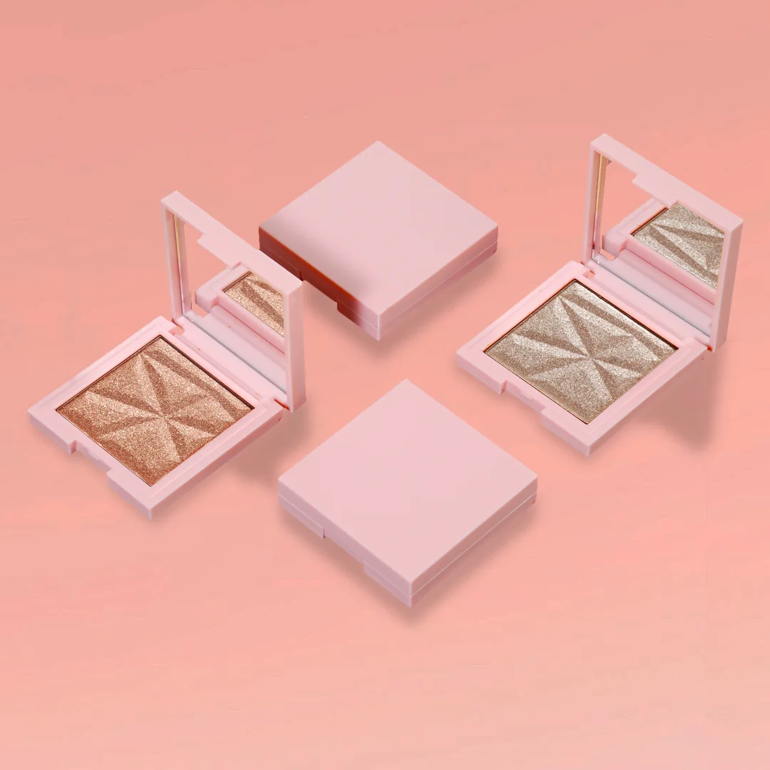 7 Colors Private Label pressed powder Highlighter Makeup Gold Bronze Highlight shimmering glow face powder in 3 design