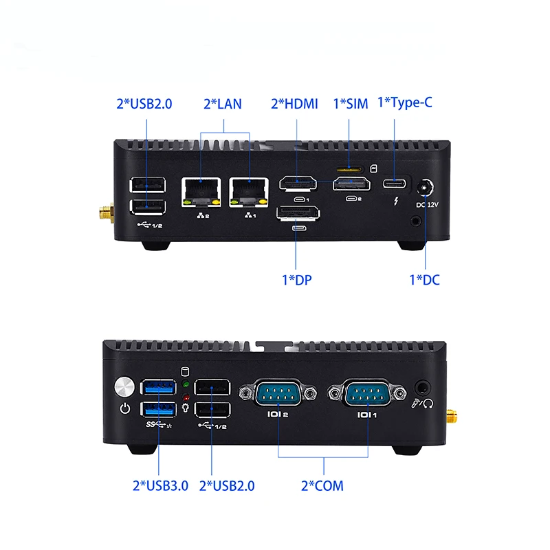 Intel 12th Gen Quad Core N100 Computer 8G DDR5 256G Nvme with Dual Lan Mini PC Linux Din Rail Vesa  2xRS485 COM Mini Host